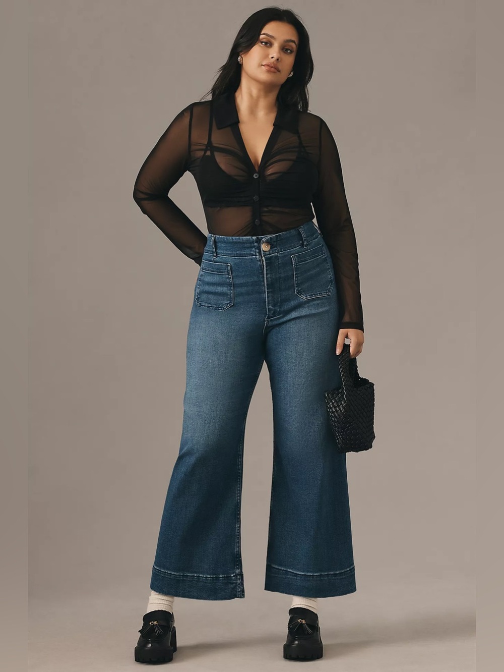 NWT Size 34 Tall - The Colette Crop High-Rise Wide-Leg Jeans by Maeve (US$ 130)